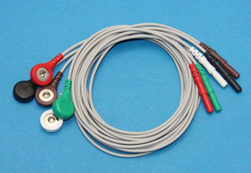 Compatible TUV CE New din ECG lead wire, 5 leads, snap, IEC, YLH633EO