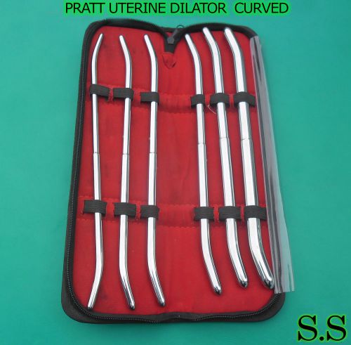 PRATT UTERINE DILATOR SET OF 6 Pcs CURVED OB/Gynecology Surgical Instruments