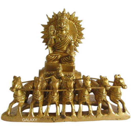 Brass Surya Rath Chariot,Handicrafts Horse cart Show Piece,Brass Pooja NEW BRAND
