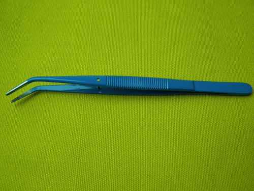 1-Piece- Colege Dental Tweezer 6&#034; Angled(Blue Coated),Ear Forceps Veterinary