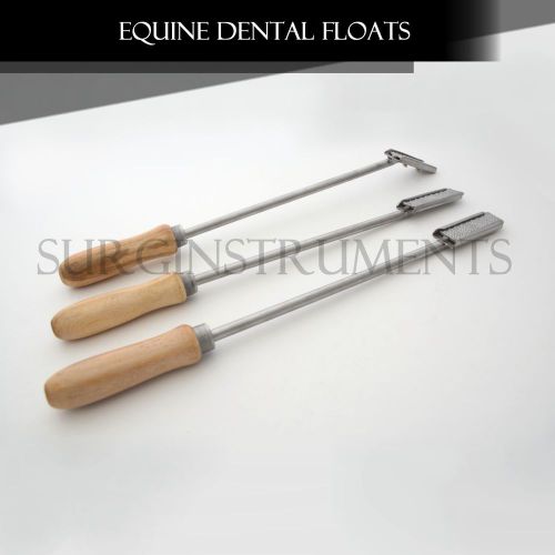 Set of 3 equine dental float rasp straight &amp; angled veterinary instruments for sale