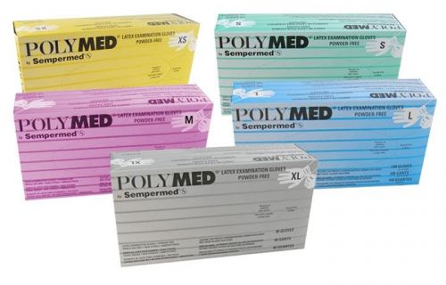 Polymed sempermed powder free latex exam glove case (10 boxes=1000 gloves) for sale