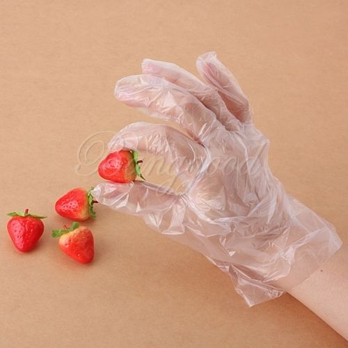 100pcs polythene plastic clear disposable food safe gloves all sizes available for sale