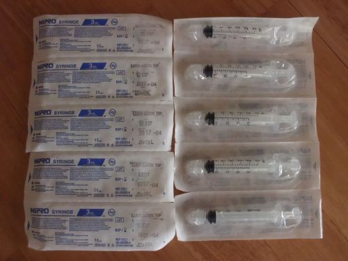 5 X Nipro High Quality Sterile 3ml Craft Measure Syringe With Luer Lock Tip