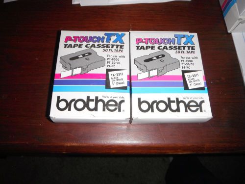 In original box- p-touch tx cassette tape---set of 2/ black on white for sale