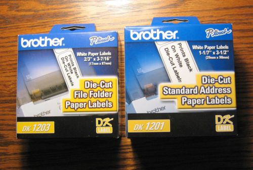 Brother P-touch Labels Lot of Two DK-1203 &amp; DK-1201   NEW