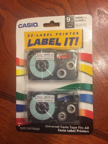 NEW Casio XR-9WE2S 9mm Labeling Tape (Black on White) 2-Pack