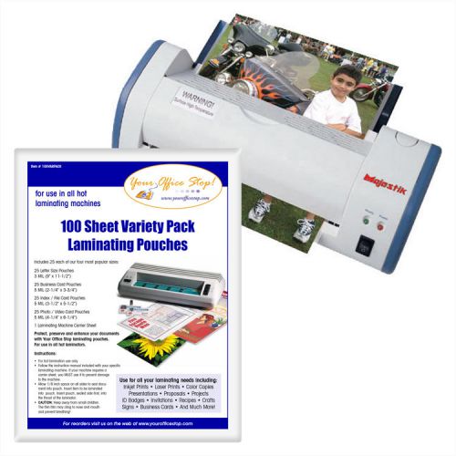 Majestik hrl-2109 hot 9&#034; laminating machine bundle w/ 100 assorted sizes pouches for sale