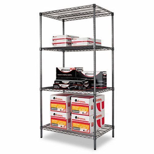 Alera wire shelving kit, 4 shelves, 36w x 24d x 72h, black (alesw503624ba) for sale
