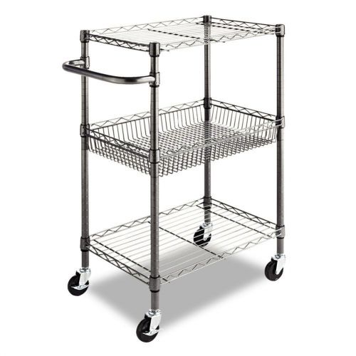 Rolling kitchen cart 3-tier wire storage utility rack serving microwave stand for sale