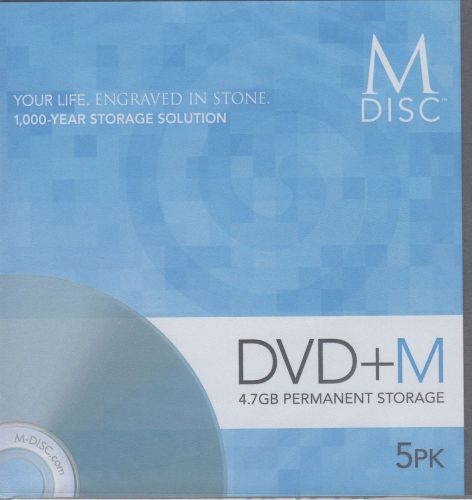 M-disc dvd+m 4.7gb 1,000 year  logo top surface disc - 5 pack for sale