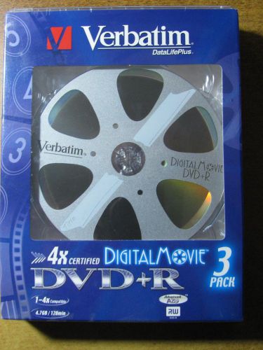 NEW Verbatim DigitalMovie  3 x DVD+R - 4.7 GB 4x - DVD video box storage media