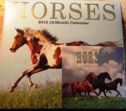 2015 12-Month Horses Calendar W/Mini Calendar. Beautiful Scenes! Free Shipping!