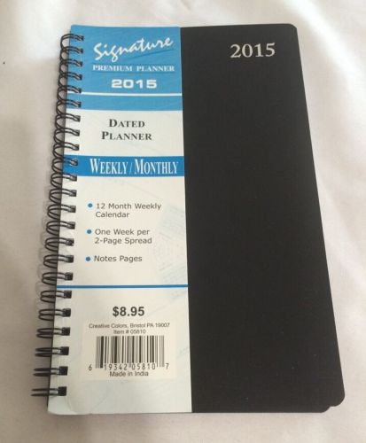 2015 Signature Series Dated Day Planner Calendar Weekly MONTHLY 5X8 BLACK