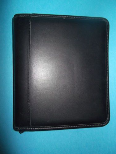 Black Leather Planner Cover, Unbranded. 9 x 10.75 inches.