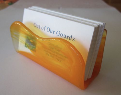 Business Card Holder Fused Glass in Orange