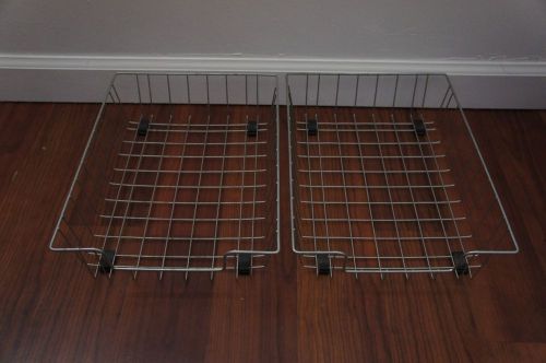 2 Vintage Metal Wire Desk Tray Organizer IN OUT Basket