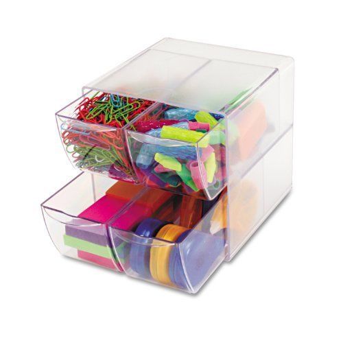 DEFLECTO CORPORATION 350301 Desk Cube, With Four Drawers, Clear Plastic, 6 X 6 X