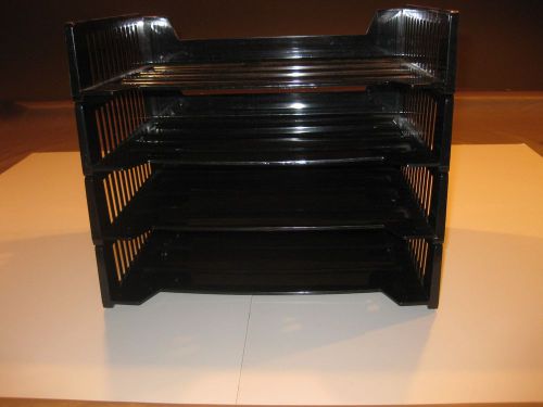 4 pack Legal Size Stackable Side Load Desk Tray Smoke