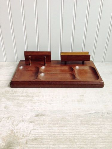 Vintage London Leather Wood Men&#039;s Desk Dresser Valet Butler Accessory Holder
