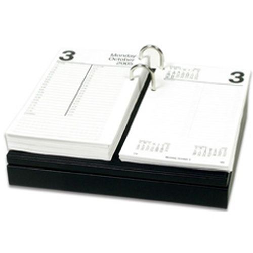 Dacasso Office Desktop Black Leather Calendar Holder Base &amp; Organizer (Silver)