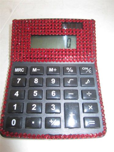 Rhinestone calculator bling desk accessory Ruby Red