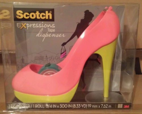 3m scotch expressions tape dispenser 2 tone pink &amp; neon shoe high heel new for sale