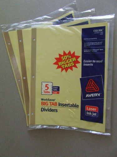 Avery #11110 WorkSaver BigTab Insertable Dividers -3 sets NEW