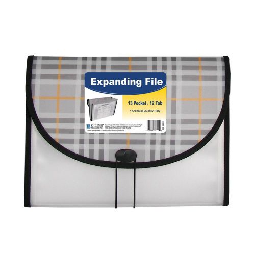 C-Line 13-Pocket Poly Expanding File Plaid Design (58312)