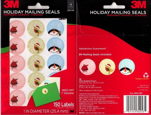 3M HOLIDAY MAILING SEALS PERMANENT ADHESIVE 150 LABELS 1IN DIAMETER
