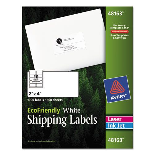 Ecofriendly labels, 2 x 4, white, 1000/pack for sale