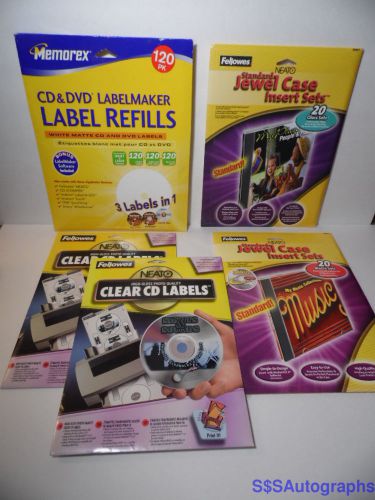 5 assorted opened packages of clear &amp; white cd label refills, jewel case inserts for sale