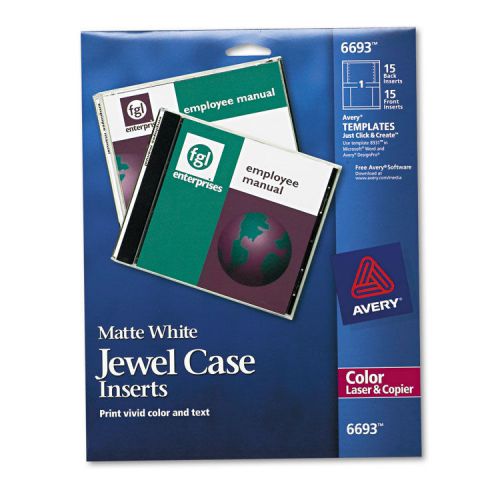 Avery  Laser CD/DVD Jewel Case Inserts, Matte White, 15/Pack, PK - AVE6693