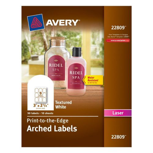 Avery Textured Print-to-the-Edge Arched Labels - White - 3 x 2.25 inches - 22809
