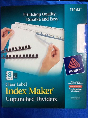 Avery® index maker® unpunched clear label dividers - bound docs 11432, 8tabs5set for sale