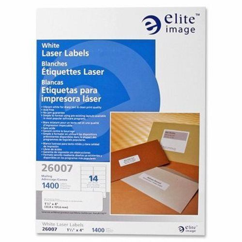 Elite Image Laser Labels, Address, 1-1/3&#034;x4&#034;, 1400/PK, White (ELI26007)