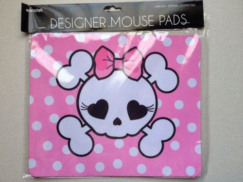Mouse Pad With Cute Skull, Pink Bow &amp;  Poke A Dots Pad.