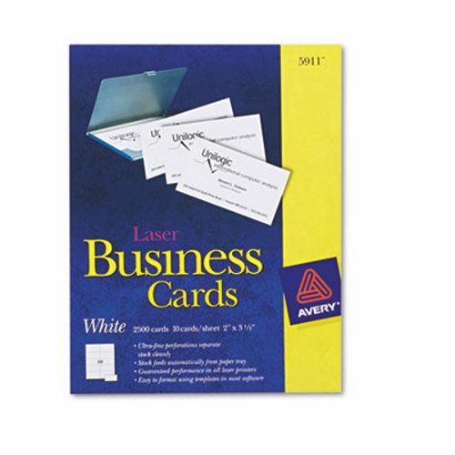 Avery Laser Business Cards, 2 x 3 1/2, White, 10 Cards/Sheet, 2500/Box (AVE5911)
