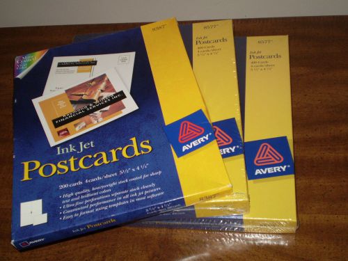 NEW SEALED! 2 Bx Avery Ink Jet Postcards 800 Cards 8577 &amp; Bonus 104 Cards 8387