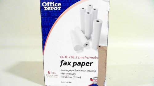 Office Depot 6 Rolls Fax paper .5&#034; Core 60ft. Thermabond White CHOP 390Zz1