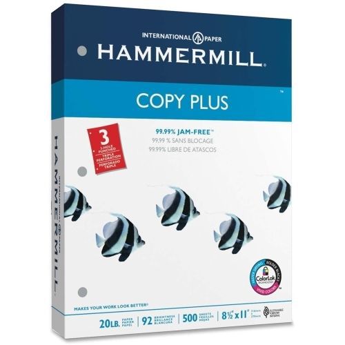 LOT OF 10 Hammermill Punched Copy Multipurpose Paper -3x Hole - 500/Ream