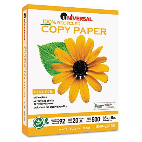 Universal One 100% Recycled White Copy Paper - UNV20100