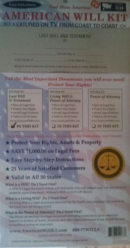 American Will Kit Last Will and Testament VALID IN ALL 50 STATES - AS SEEN ON TV