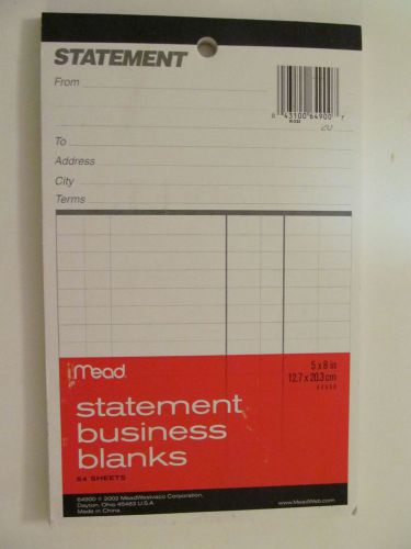LOT of 12 mead Statement business blanks, 54 SHEETS, 5 x 8 inch, Model 64900