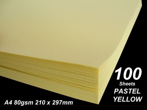 100 Sheets PASTEL YELLOW A4 Coloured Copy Paper - 210x297mm 80gsm