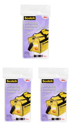 Scotch self-sealing laminating pouches for bags tags, photo-safe 12.5mil 15/pack for sale