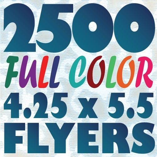 2500 4.25x5.5 quarter-letter full color 2-side flyer printing on 100lb aq for sale