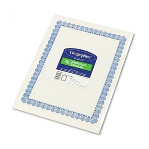 Parchment Paper Certificates, 8-1/2 x 11, Blue Conventional Border, 50/Pack