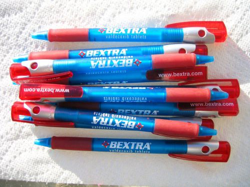 10 Drug Rep Pens (  Bextra  ) Translucent Blues  Red and Silver Smooth Writers