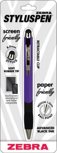 Zebra stylus pen with  advanced black ink,  purple   barrel for sale